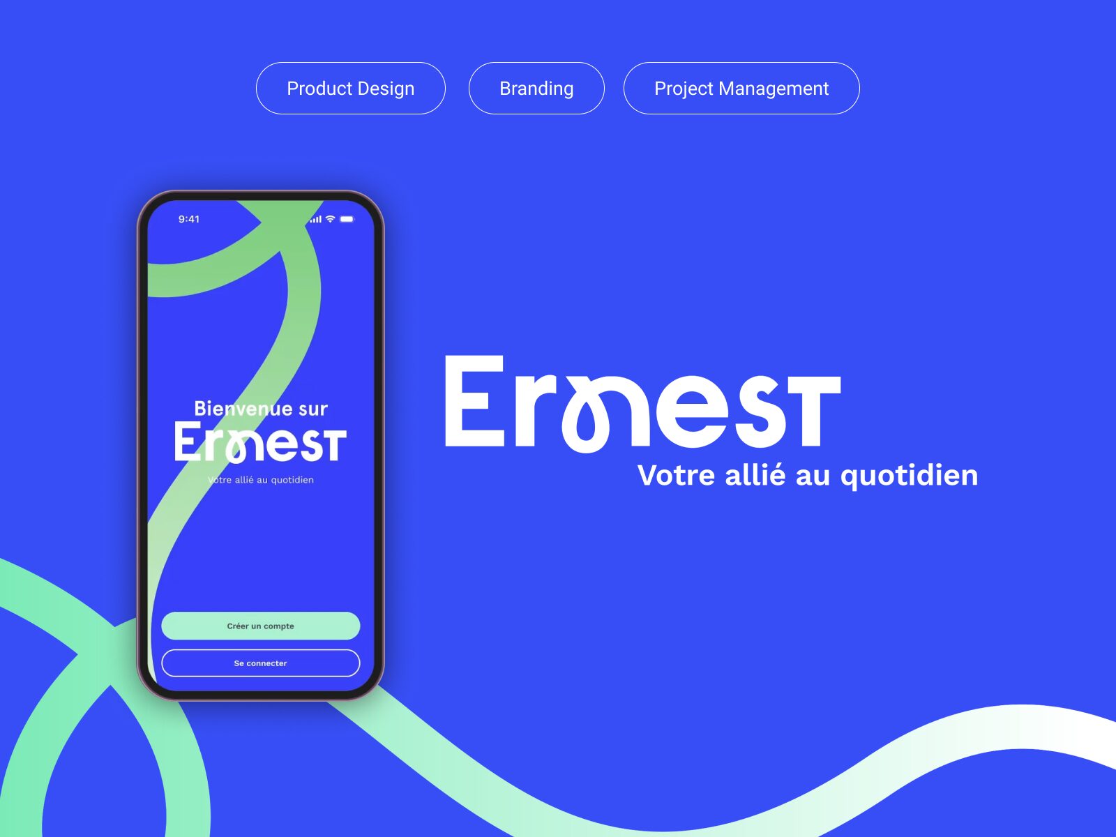 Ernest mobile app shown on a smartphone
