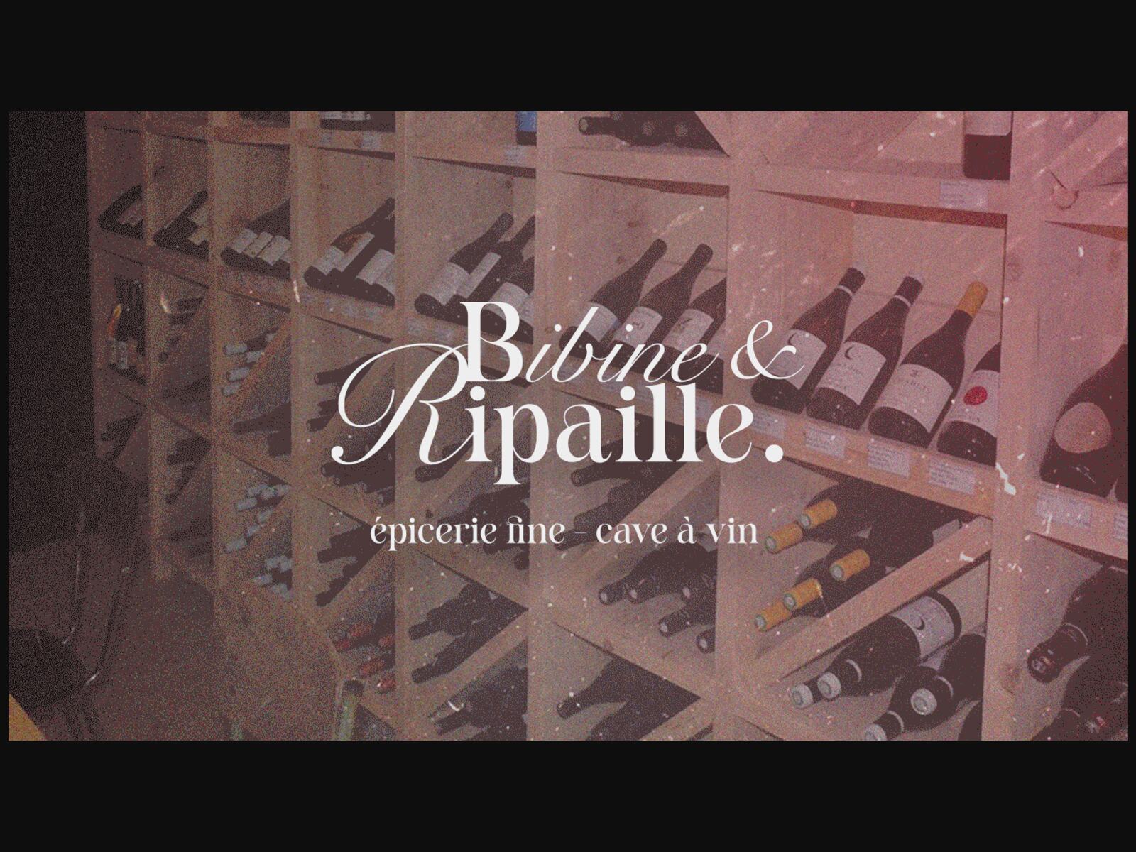 Bibine & Ripaille logotype over a photo of the wine cellar
