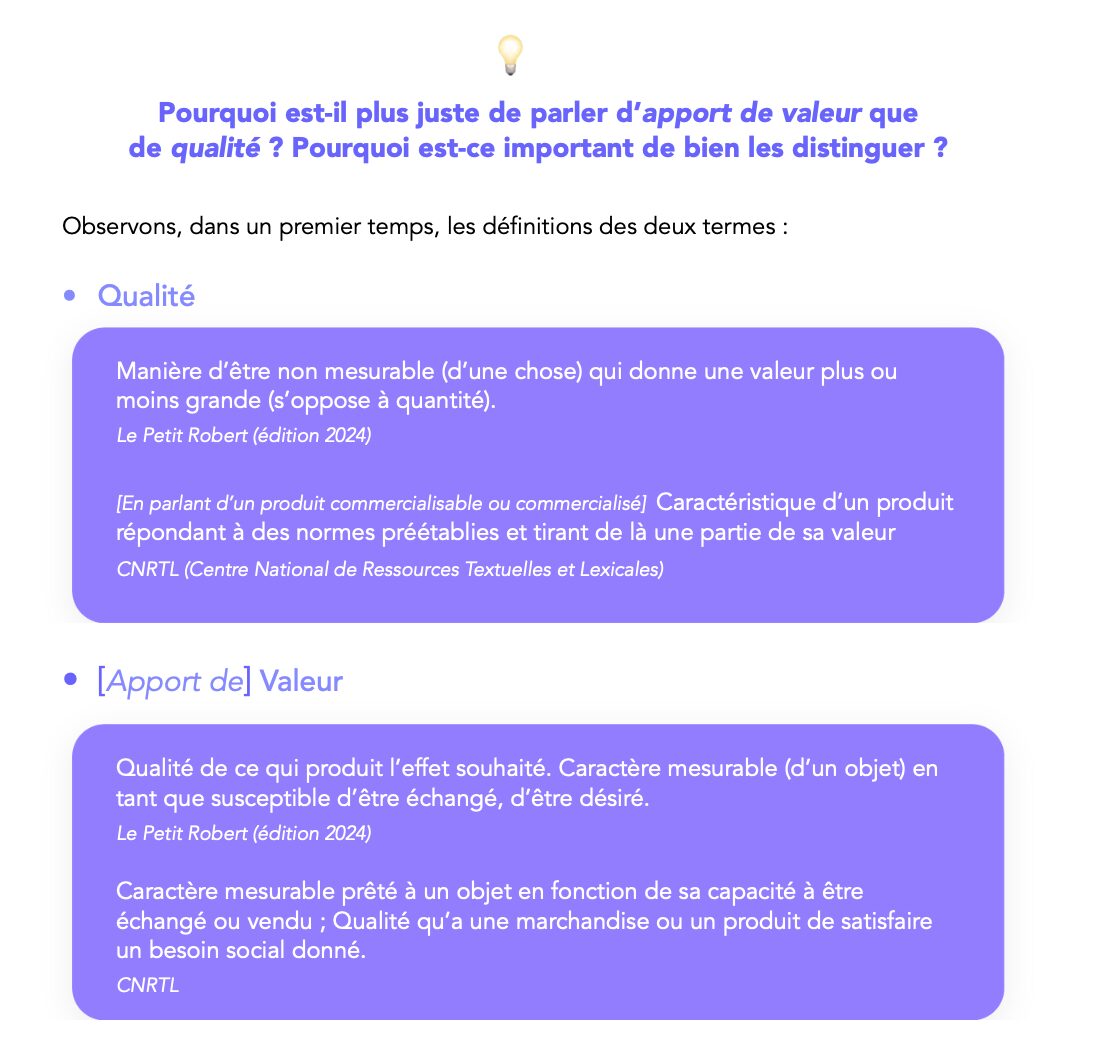Quality or value: setting the definitions.