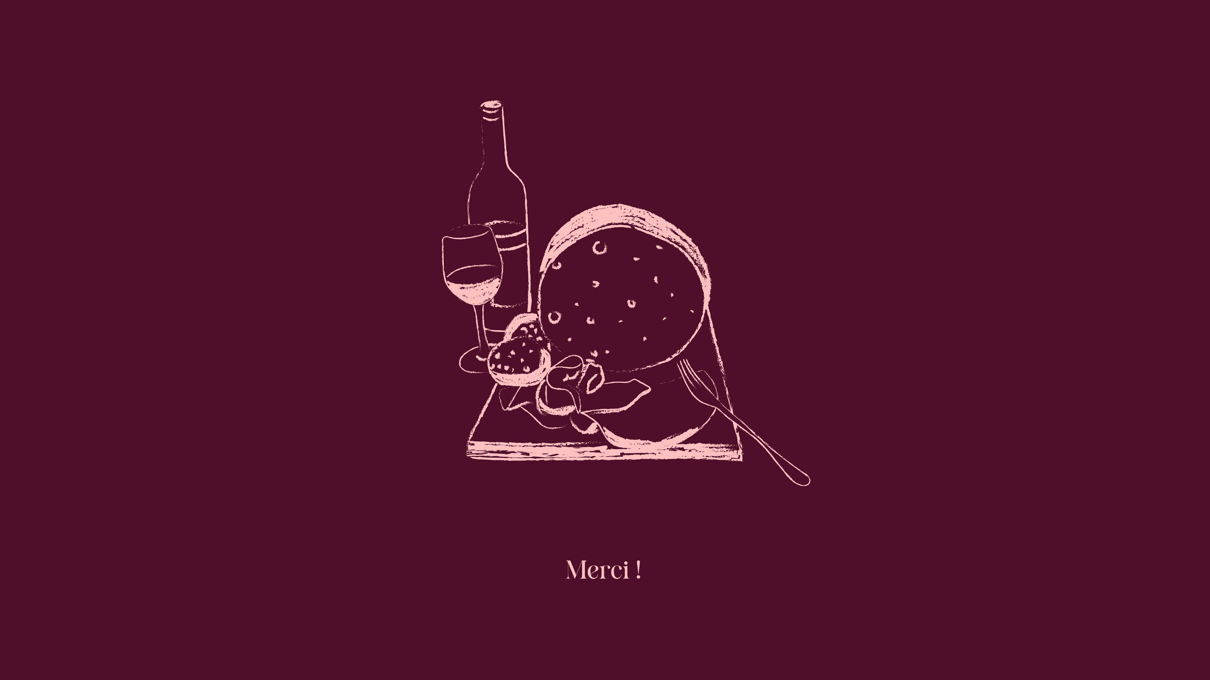 Thank you! Closing illustration on the brand burgundy.