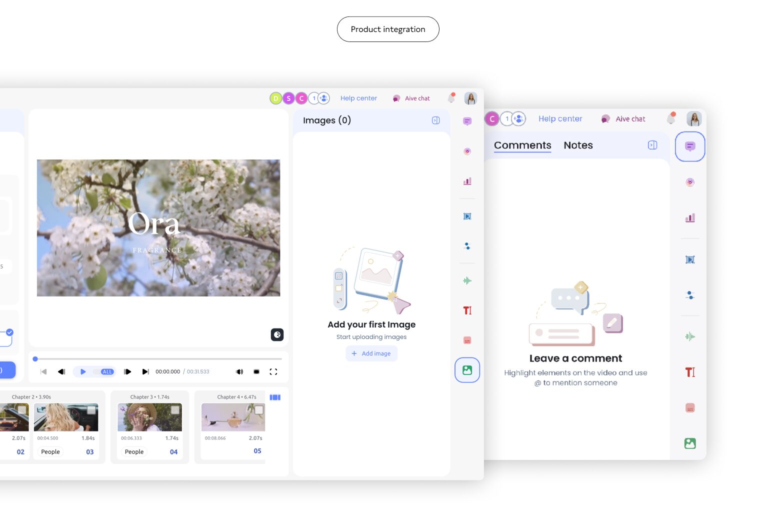 Intégration produit : illustrations et états vides dans la plateforme.