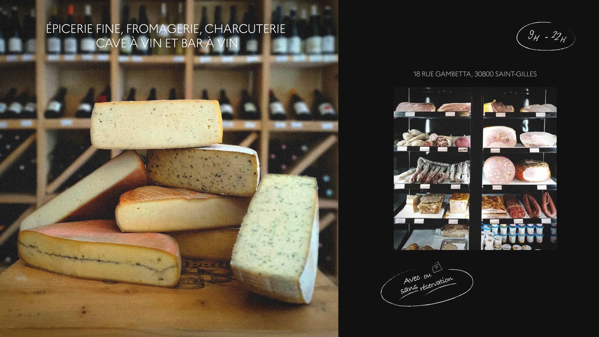 Fine food, cheese, charcuterie: an editorial layout.